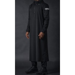 Qamis Long Eminence - Schwarz mit Goldstickerei - Qabail