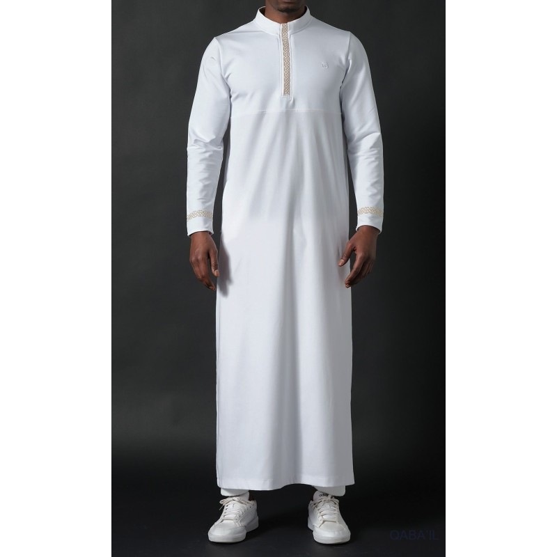 Qamis Long Eminence - Noir broderie Doré - Qabail