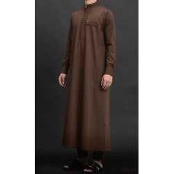 Qamis Long Eminence - Noir broderie Doré - Qabail