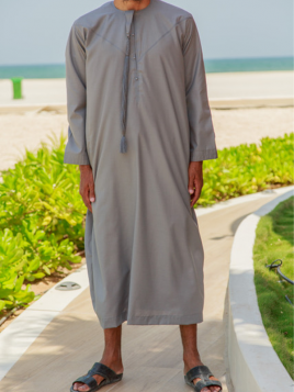 Ljusgrå Emirati Qamis - Bomull