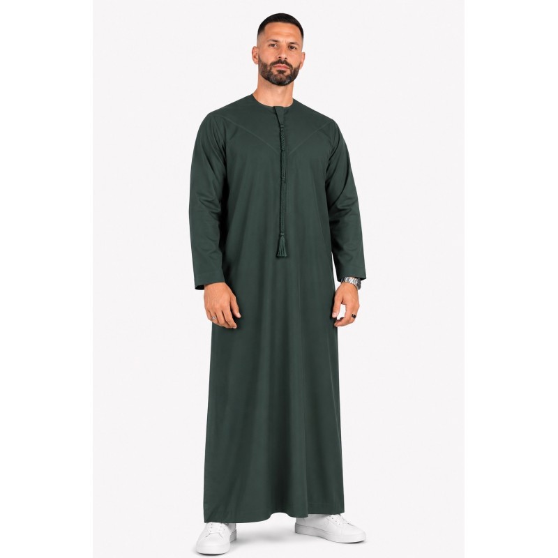 Qamis Emirati Vert Bouteille - Coton