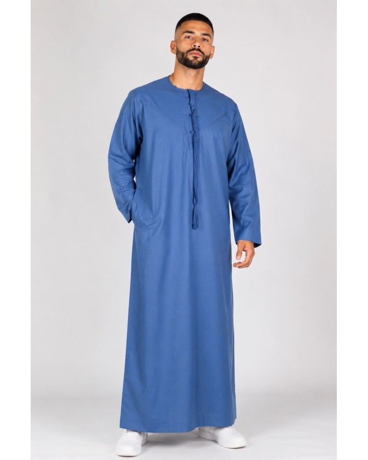 Qamis Emirati bleu jean - Coton