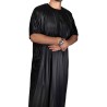 Thobe Ikaf Black - Satin fabric - Short sleeves