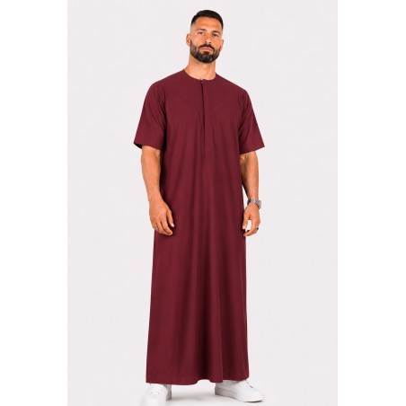 Qamis emirati coton manches courtes prune