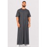 Qamis emirati coton manches courtes gris