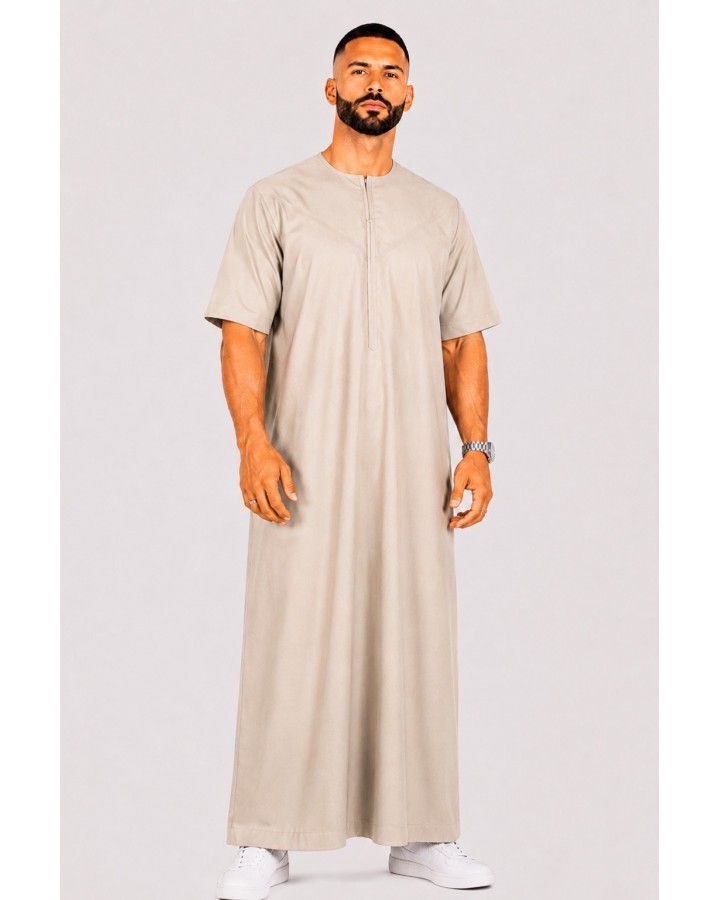 Emirate Qamis bumbac mâneci scurte bej