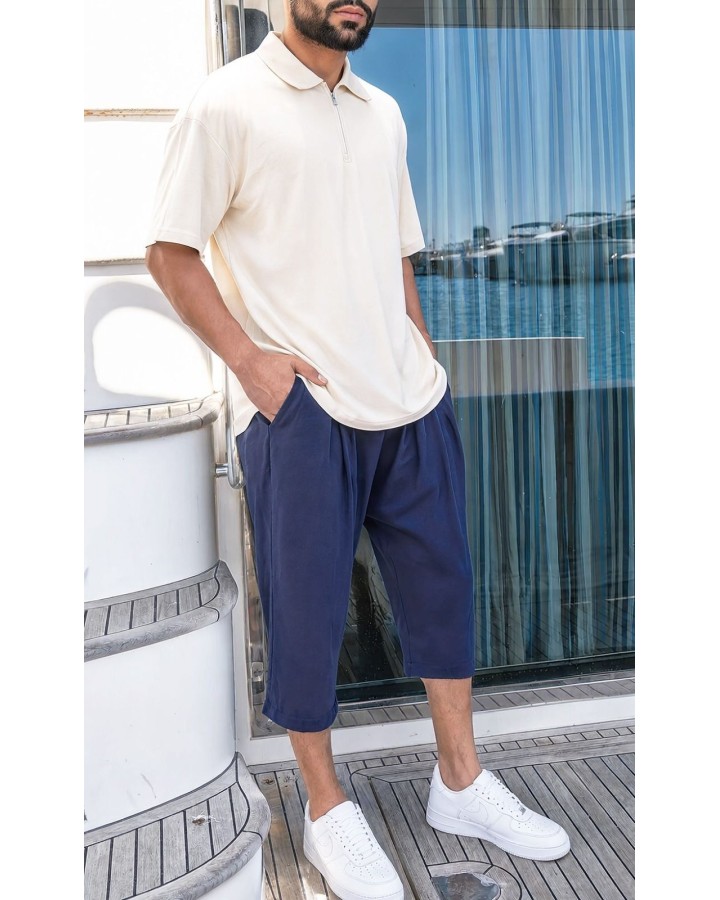 Pantalones cortos clásicos de Tencel QTS1010 - azul noche - Qabail