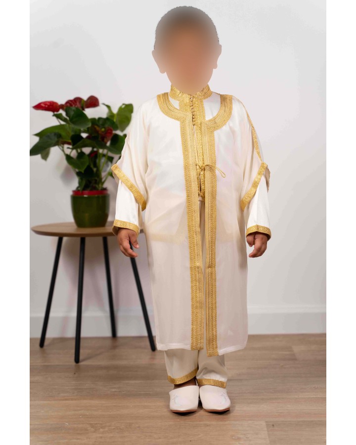 Jabador kind 3-delig - Besnijdenis kledingstuk voor kinderen - Gebroken wit