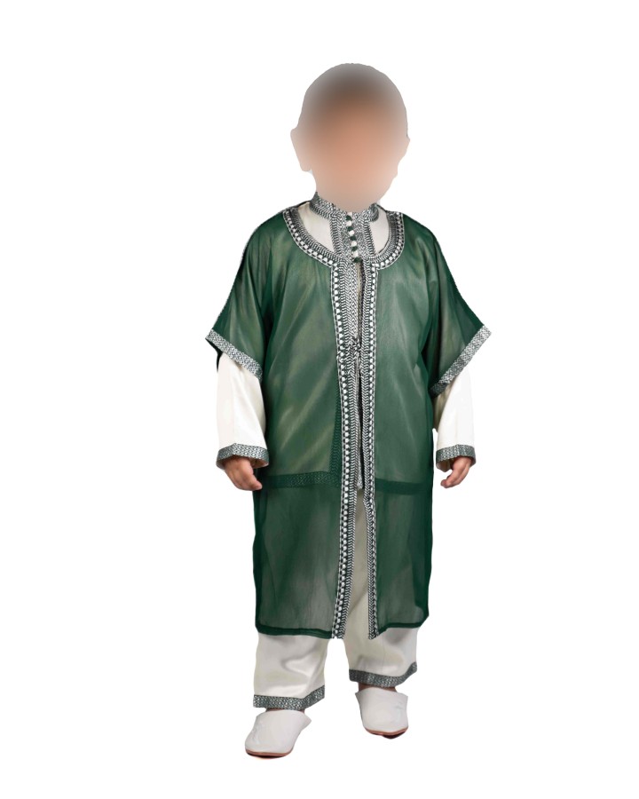 Jabador enfant 3 pièces - Tenue de circoncision enfant - Vert
