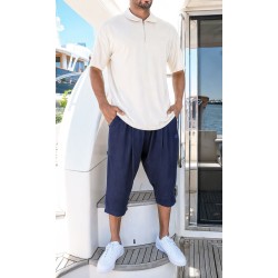 Pantaloni scurți clasici din Tencel QTS1010 – albastru închis – Qabail