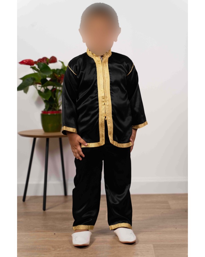 Jabador enfant 3 pièces - Tenue de circoncision enfant - Noir