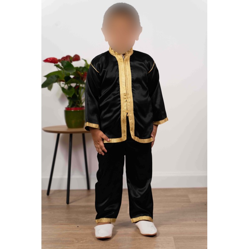 Jabador infantil 3 peças - Fato de circuncisão para criança - Preto