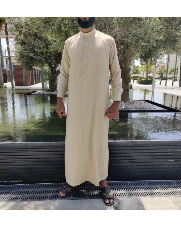 Beige Saudi Qamis - Bomuld