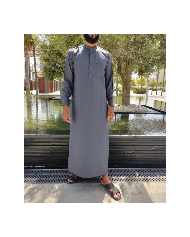 Saudi Qamis Grigio scuro - Cotone