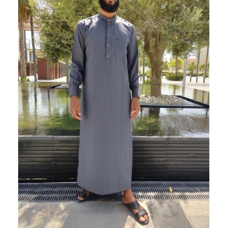 Saudi Qamis Mørkegrå - Bomuld