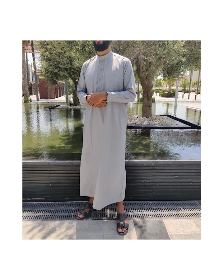 Light grey Saudi Qamis - Cotton