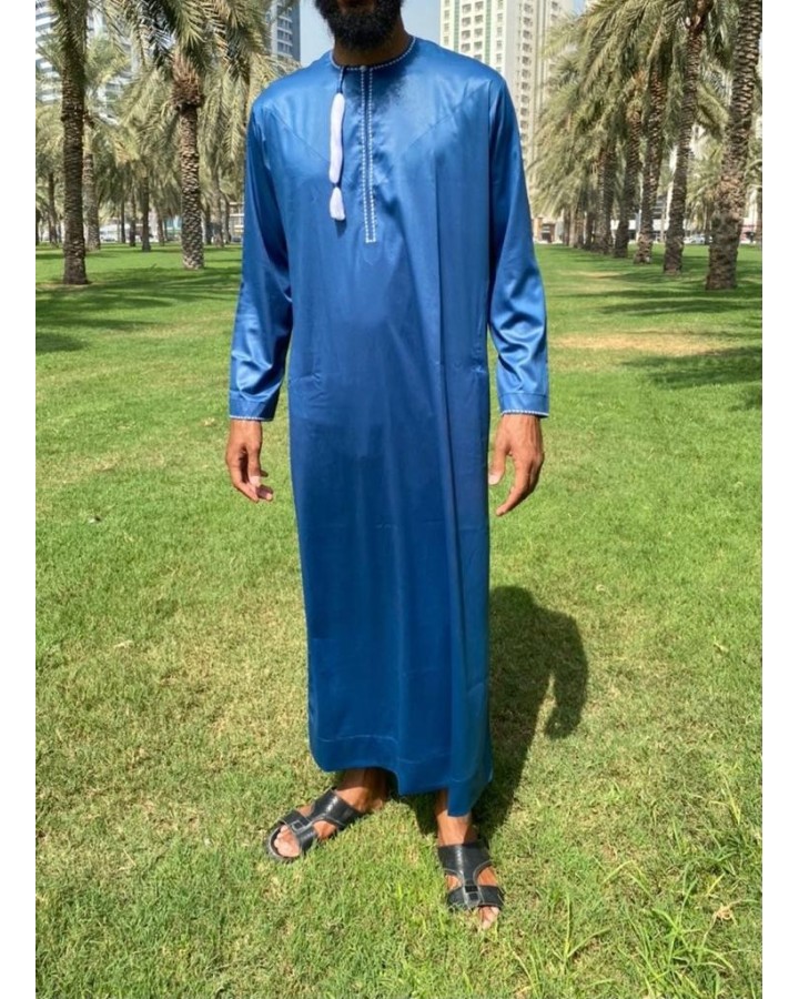 Qamis Saoudien Bleu Marine - Satiné Precious