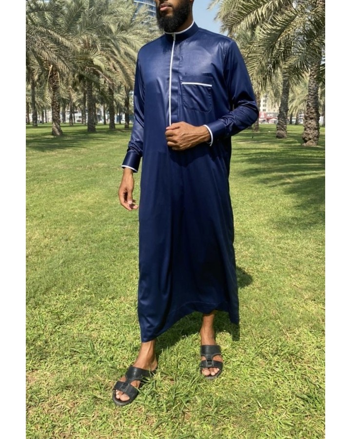 Qamis saudita blu navy - Satin Precious