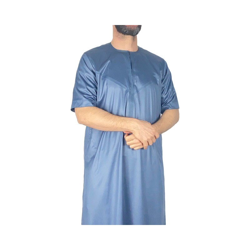 Qamis Emirati manches courtes Gris foncé - Satiné Precious