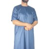 Qamis Emirati manches courtes Gris foncé - Satiné Precious