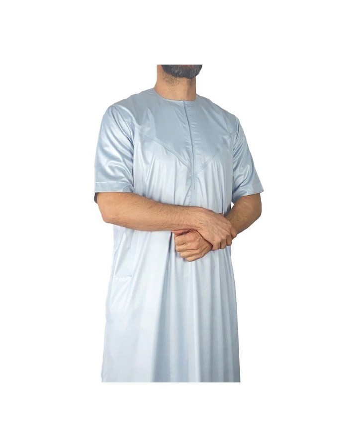 Emirati Qamis short sleeves Light grey - Satiné Precious