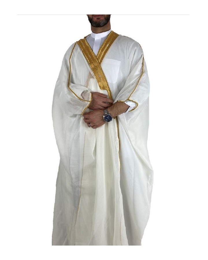 Bisht saudita bianco e oro