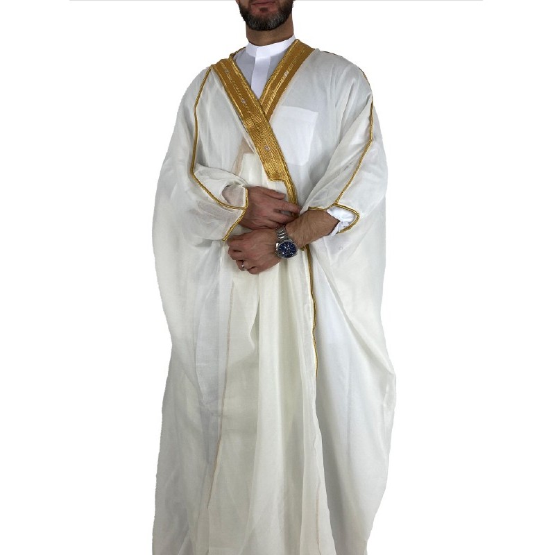 Bisht saoudien Blanc et doré