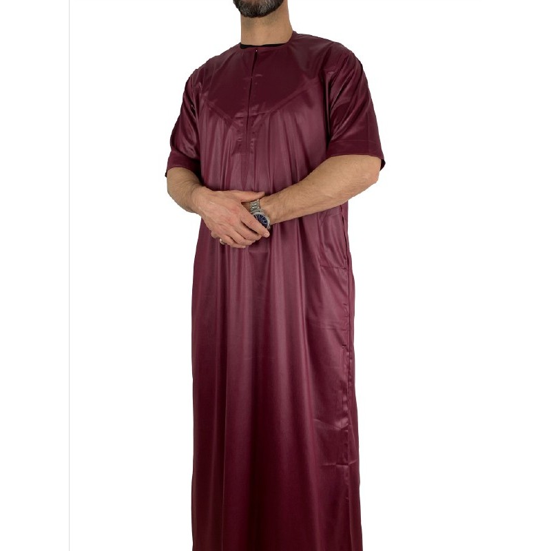 copy of Qamis Emirati Weiß - Satin PreciousQamis Emirati manches courtes Bordeaux - Satiné Precious
