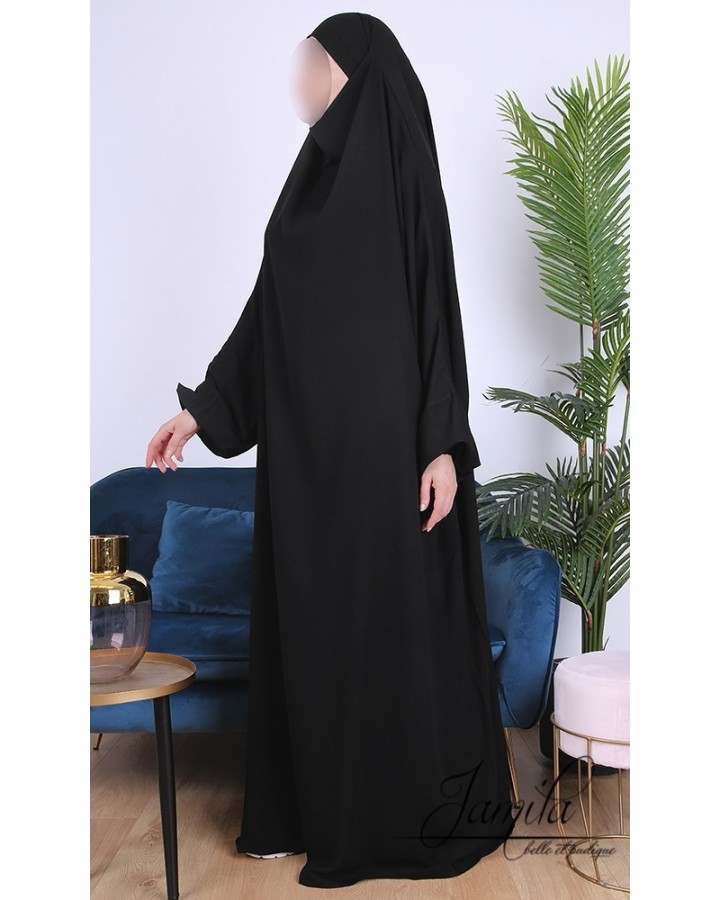 Jilbab 1 Pièce  Noir - Microfibre - Jamila