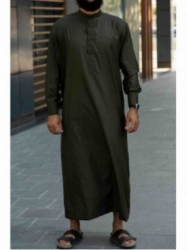 Khaki Saudi Qamis - cotone