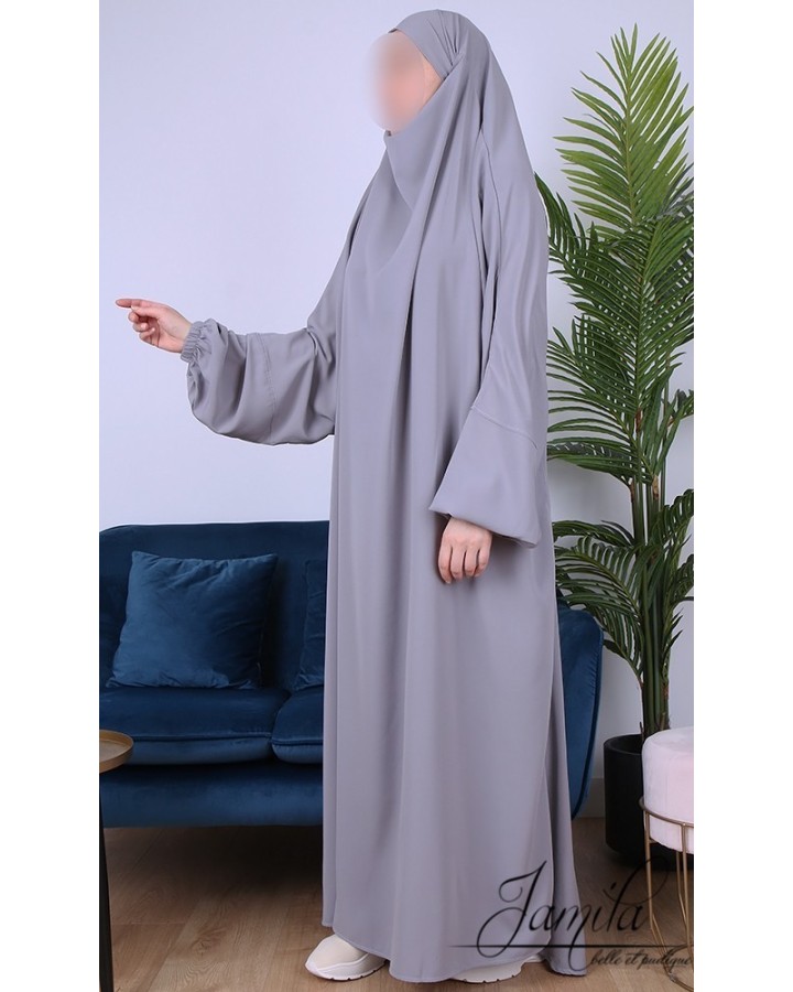 Jilbab 1 Pièce Gris clair 295 - Microfibre - Jamila