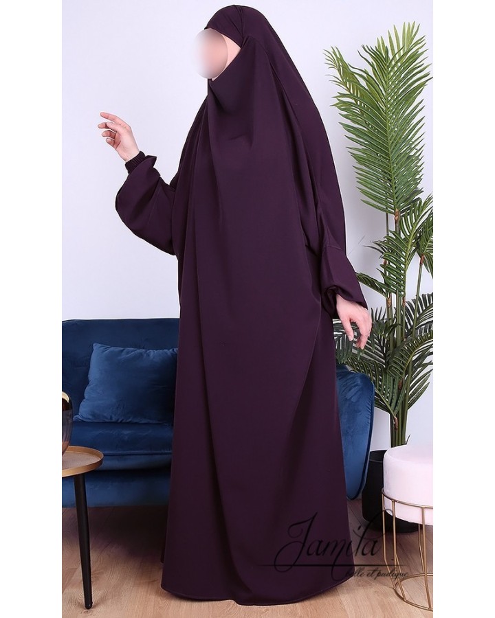 Jilbab 1 Pièce Prune 294- Microfibre - Jamila