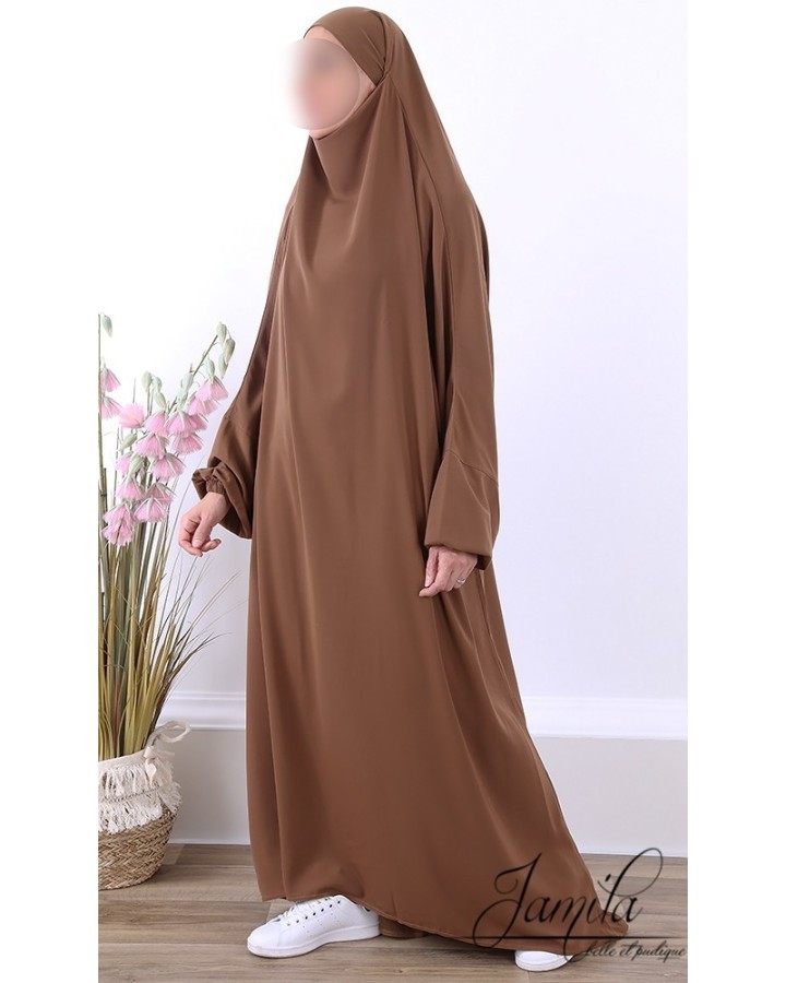 Jilbab 1 Pièce  marron clair  2569 - Microfibre - Jamila