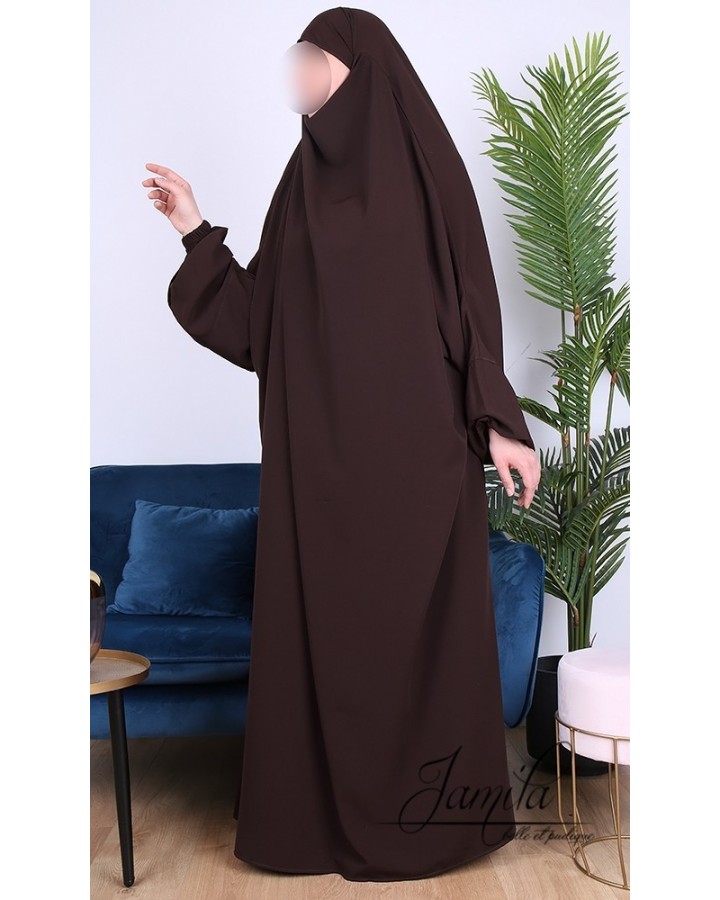 Jilbab 1 Pièce Marron foncé 293- Mikrofiber - Jamila
