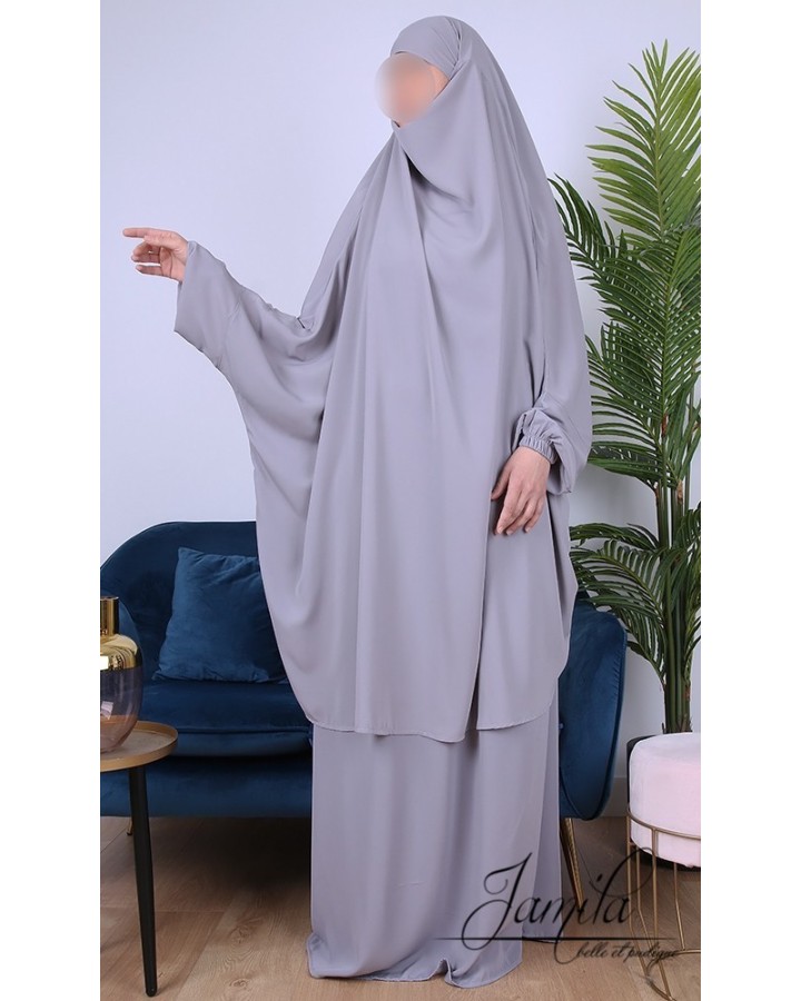 Jilbab 2-teilig Rock Hellgrau 295 - Mikrofaser - Jamila