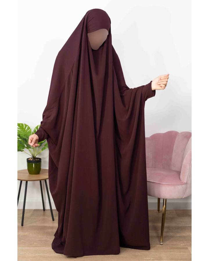 Jilbab 1 pièce saoudien A0S Aubergine 161 - wool peach - El Bassira