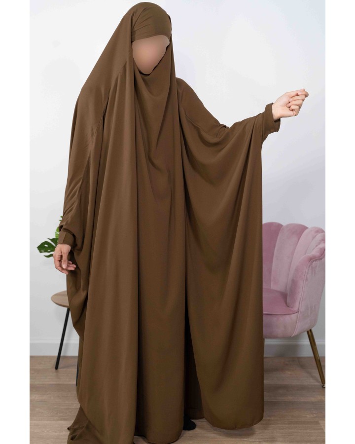 Jilbab 1 pièce saoudien A0S Marron clair 10 - wool peach - El Bassira