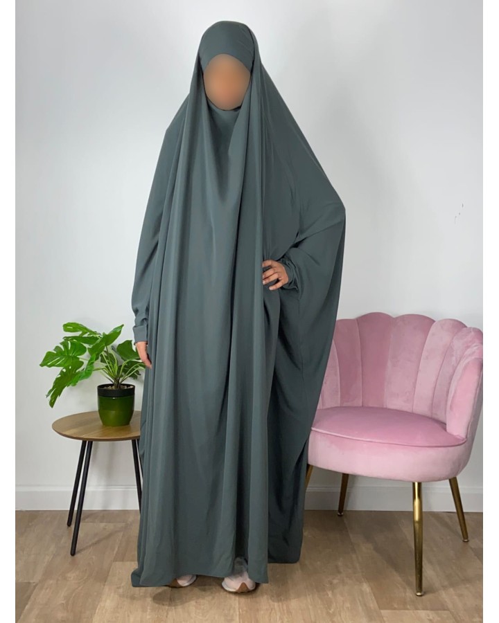Jilbab 1 pièce saoudien A0S Anthracite 32 30- wool peach - El Bassira