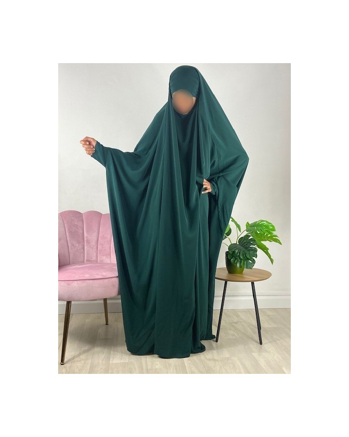 Jilbab 1 pièce saoudien A0S Vert sapin 56 - wool peach - El Bassira