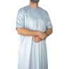 Qamis Emirati manches courtes Gris clair - Satiné Precious