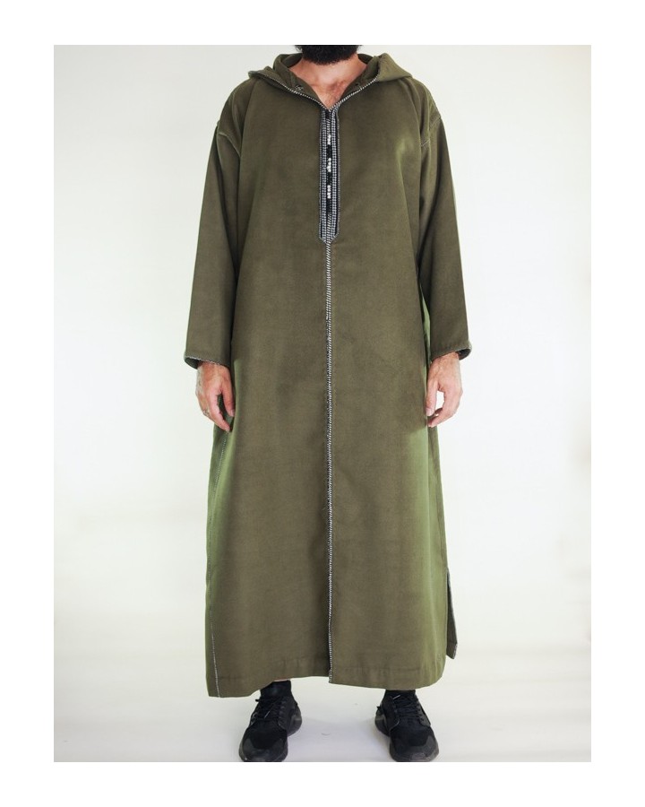 Marokkansk kashmir Djellaba - khakigrøn
