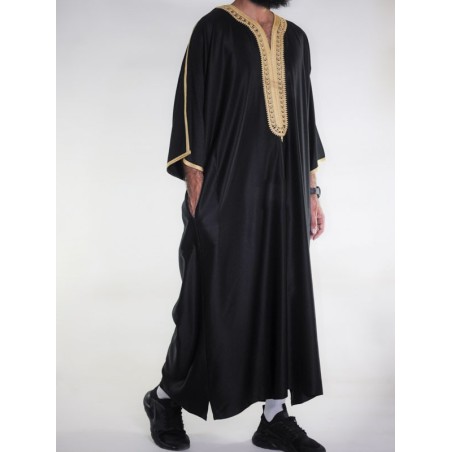 Gandoura marocaine Amir - noir/doré
