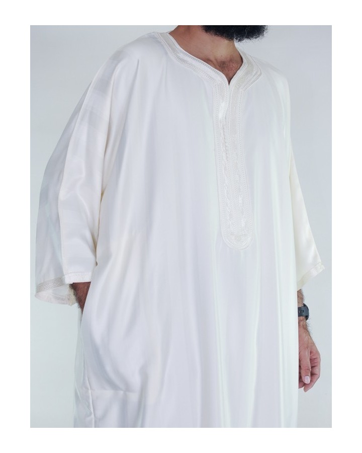 Gandoura marocaine Amir - blanc cassé