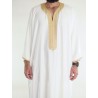Gandoura marocaine Amir - blanc cassé / doré