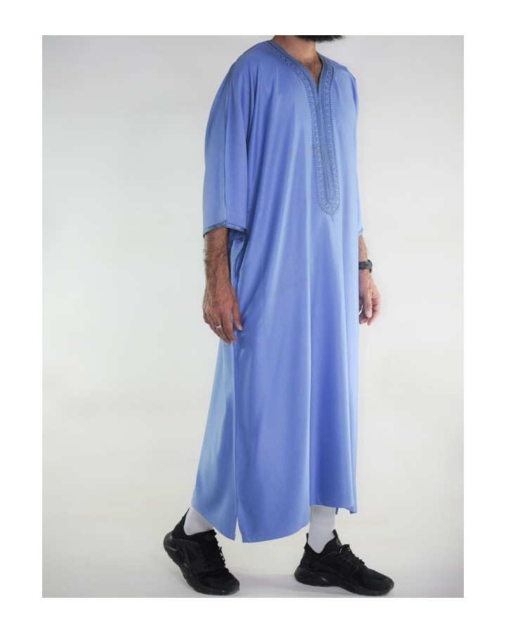 Gandoura marocaine Amir - bleu jean
