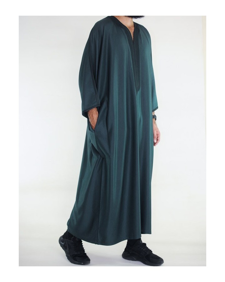 Gandoura marocaine Amir - vert sapin