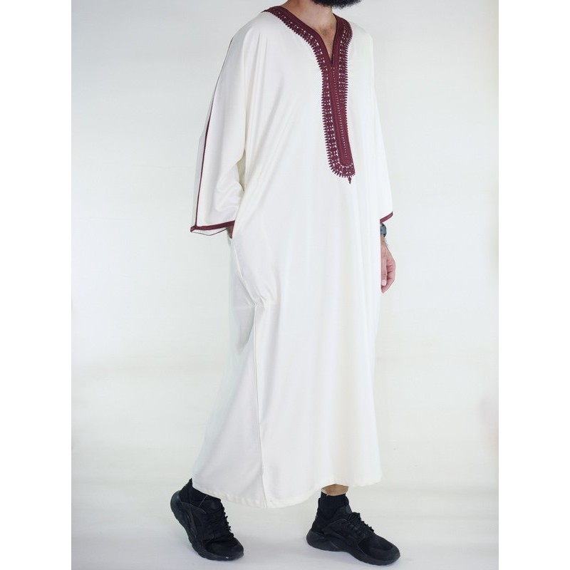 Amir Marokkansk Gandoura - off-white / bordeaux
