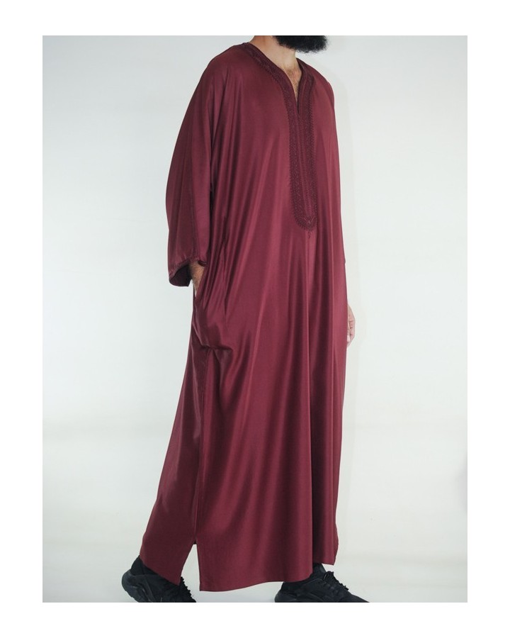 Gandoura marocaine Amir - bordeaux