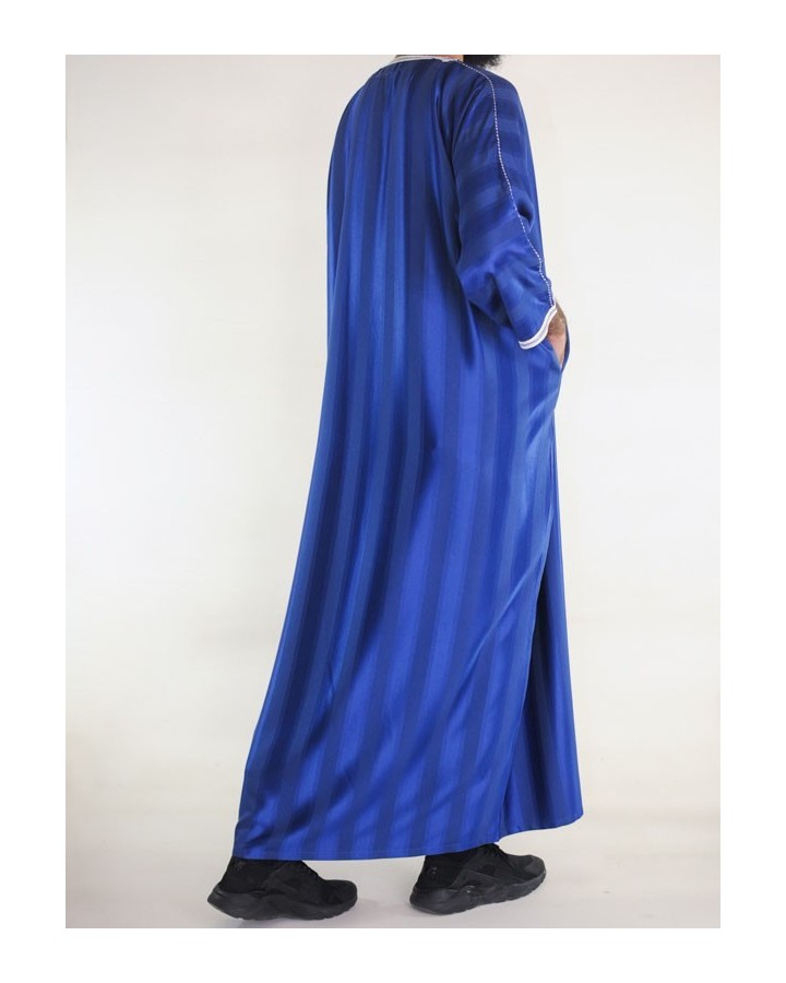 King Blauw Marokkaanse Gandoura / Wit borduursel