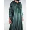 Gandoura marocaine Jawhara - Vert bouteille / Broderie ton sur ton